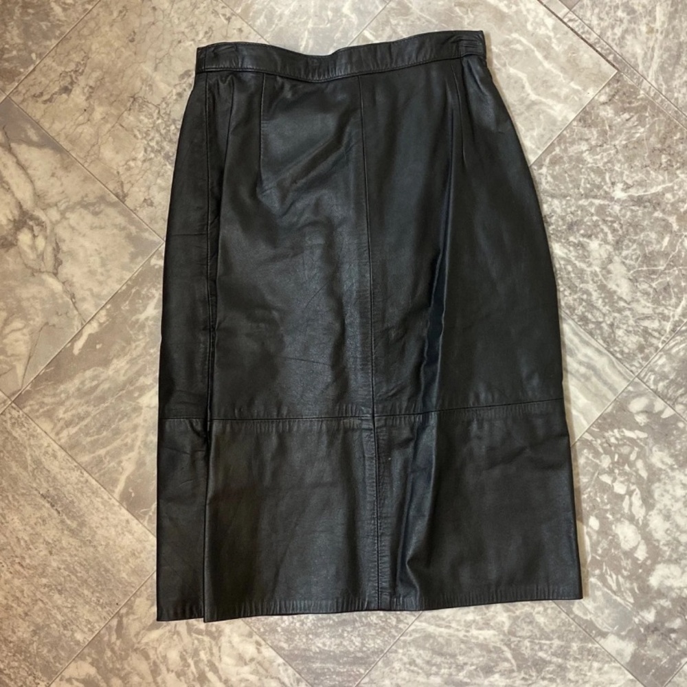 Black leather skirt